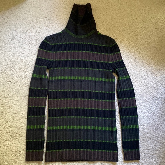 Authentic Gucci Striped Turtleneck Wool Sweater Size Large - Picture 1 of 6
